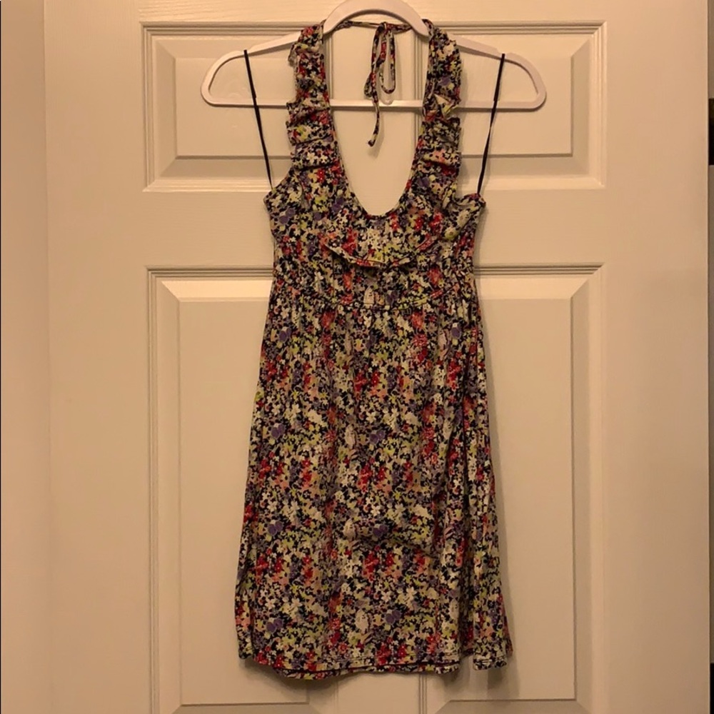 Floral print halter summer dress